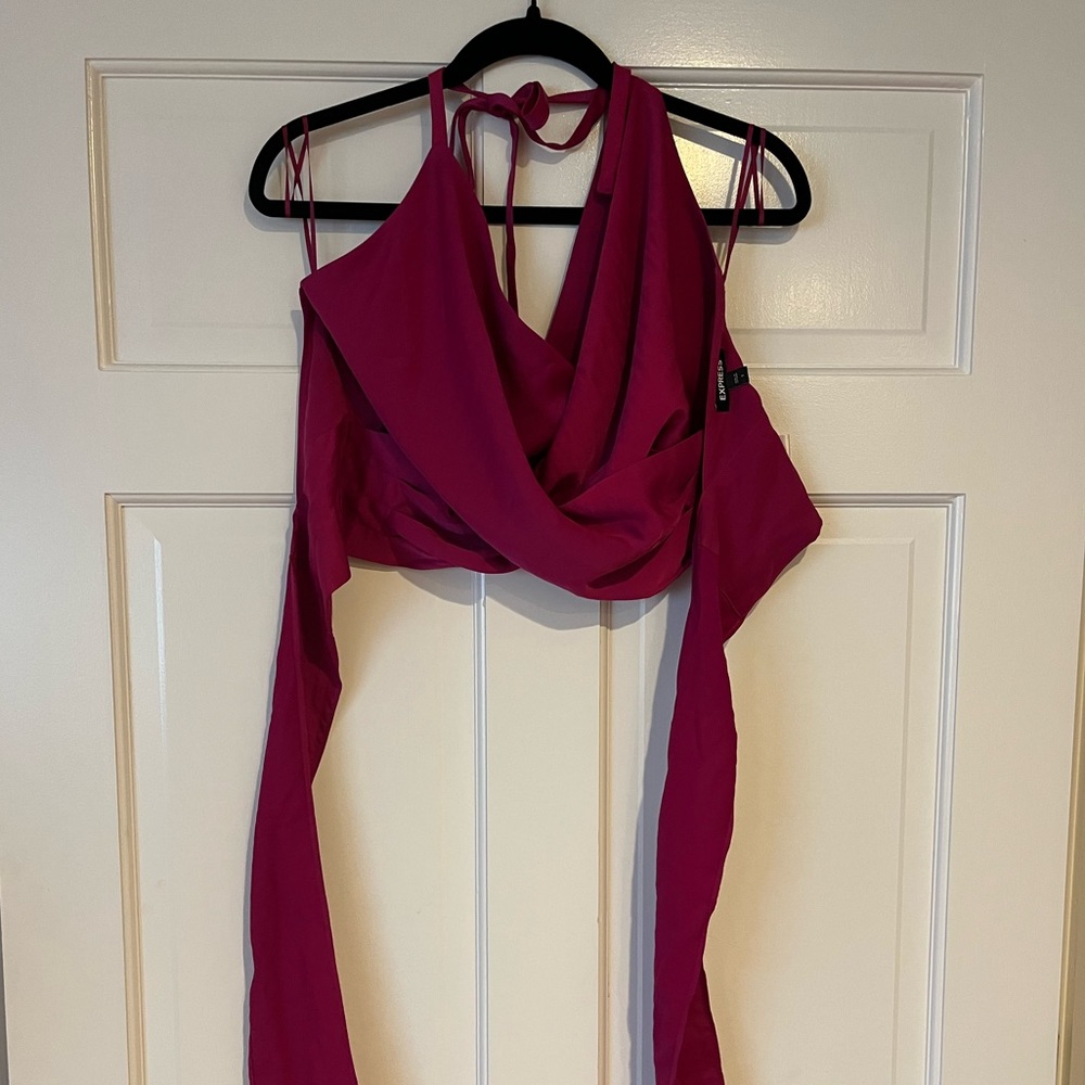 EXPRESS open back satin halter top